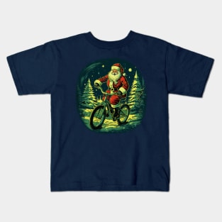 Santa's Two-Wheel Tidings Kids T-Shirt